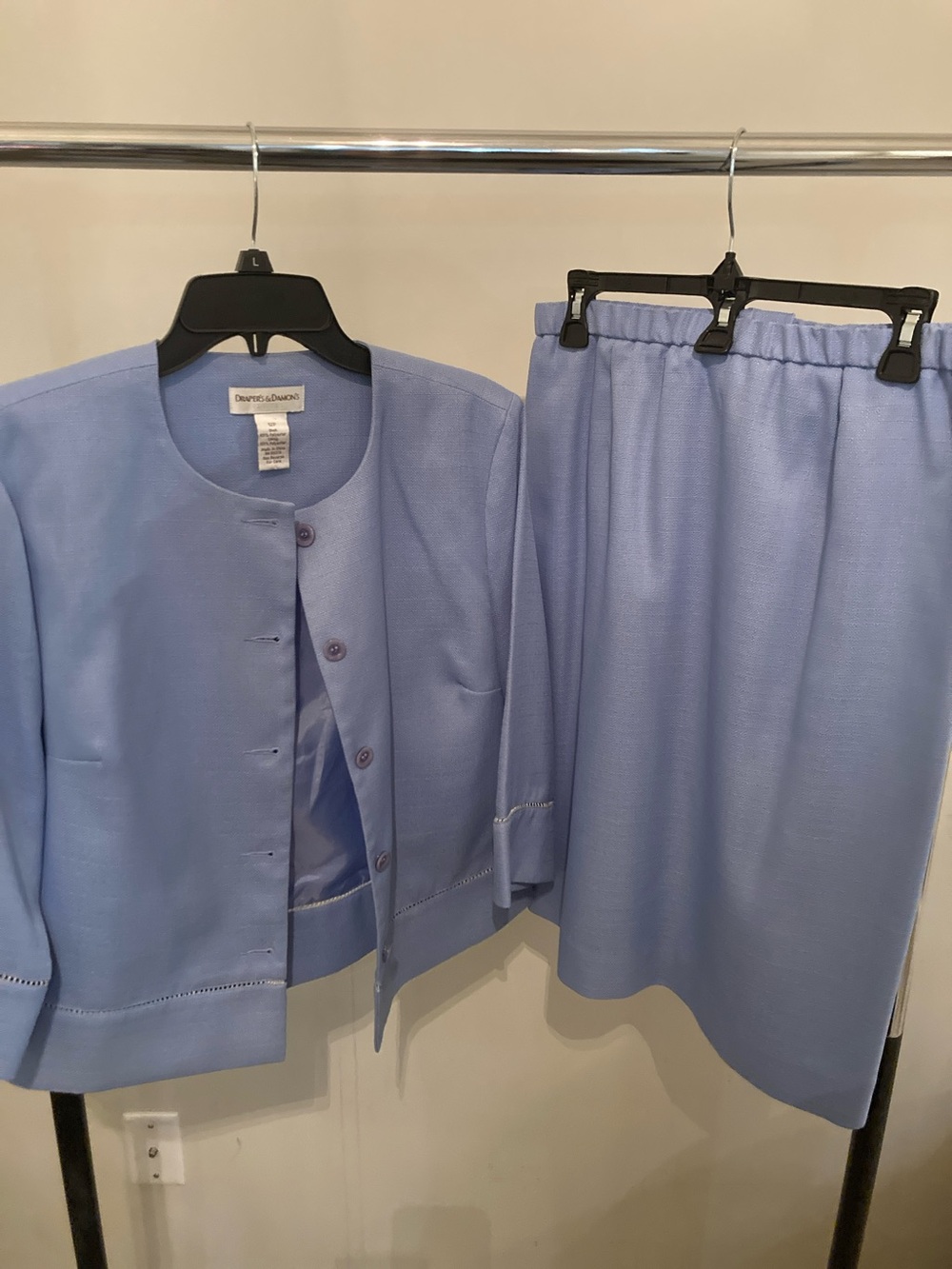 Dana Buchman Light Blue Round-Neck Jacket & Skirt Suit